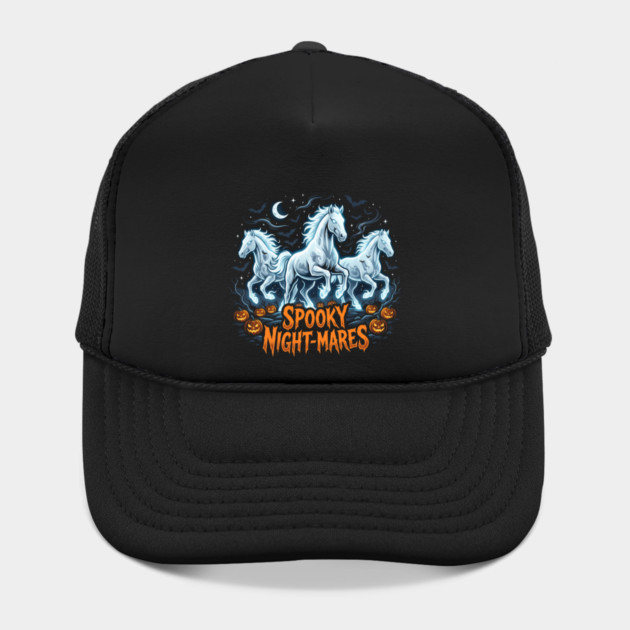 Spooky Night Horses – Funny Ghost Horse Halloween Art Hat