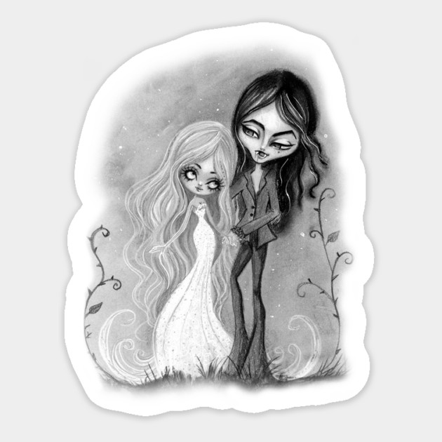 Vampire and ghost in love Sticker