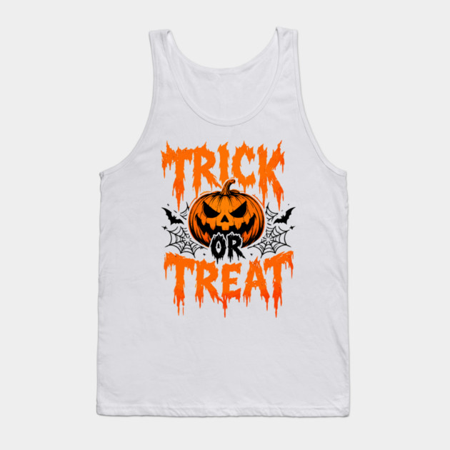 Trick Or Treat Pumpkin Jack O Lantern - White Tank Top