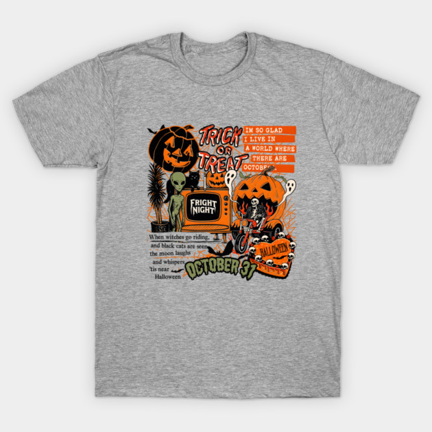 Trick Or Treat Fright Night Collage T-Shirt