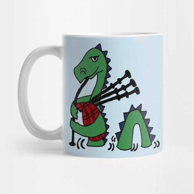 Funny Green Loch Ness Monster Playing Bagpipes Mug