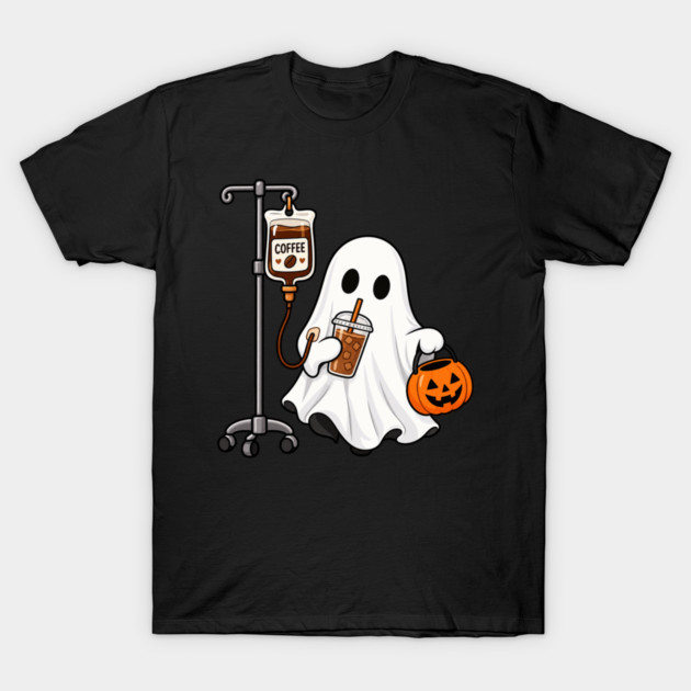 Coffee Ghost Halloween Caffeine Lover Spooky Season T-Shirt