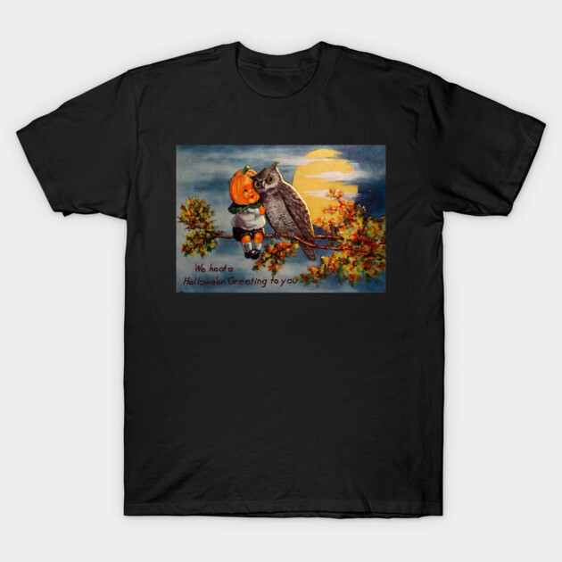 Vintage Halloween Pumpkin and Owl T-Shirt