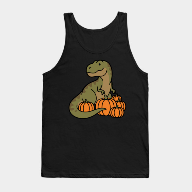 Cute T-Rex Pumpkin Patch Halloween Dinosaur Tank Top