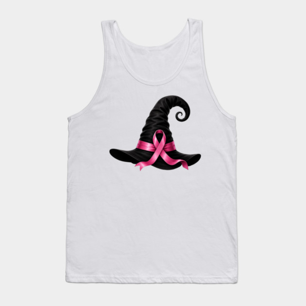 Pink-Ribbon-Witch-Hat-Breast-Cancer-Hal Tank Top