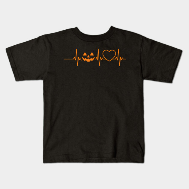 Pumpkin Funny Heartbeat Halloween Party Kids T-Shirt