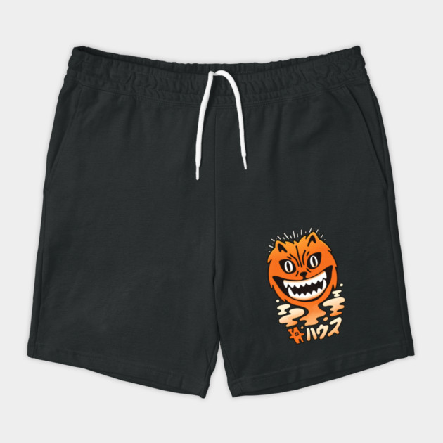 Creepy Cat Grinning Demon Face Retro Japanese Yokai Shorts
