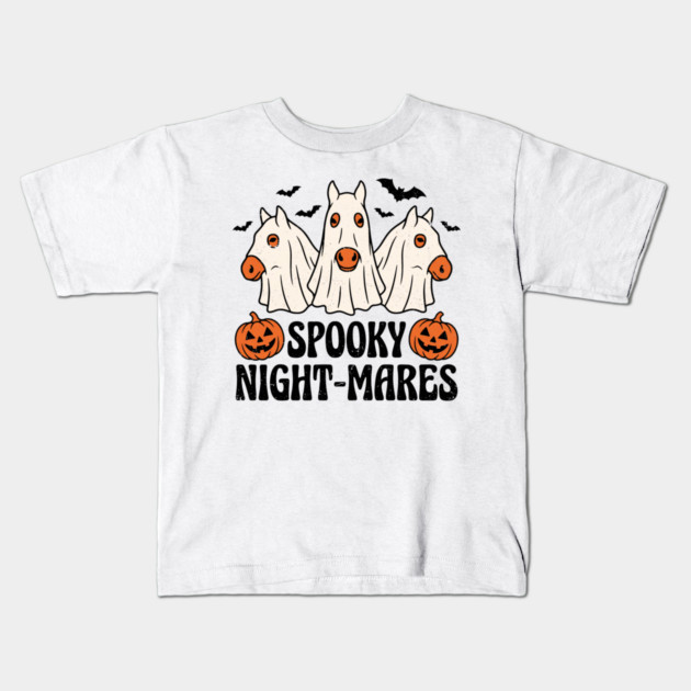 Spooky Night-Mares Halloween Horse Ghost Funny Spooky Season Kids T-Shirt