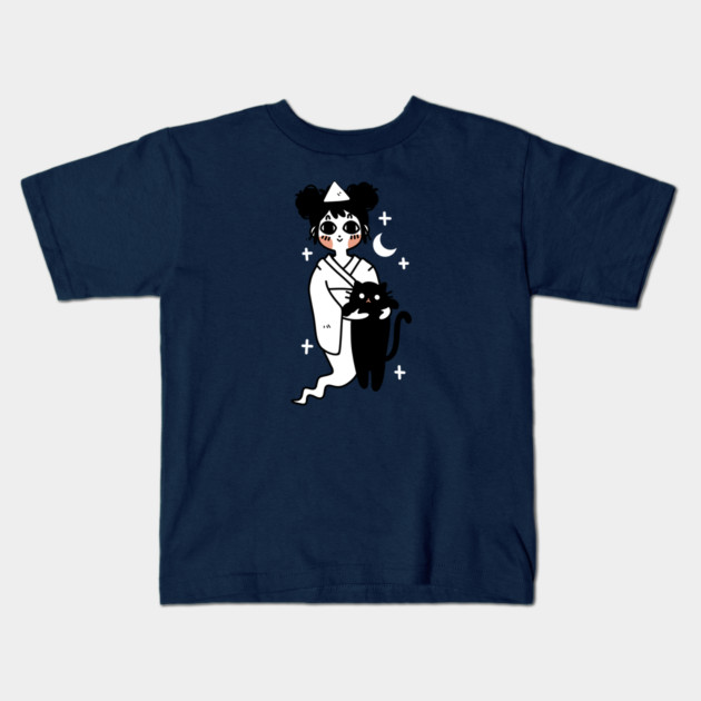 Kawaii Design “Ghost Girl with Cat“ | Cute Handmade Illustration | Cat Lover Gift | By Atelier Serakara Kids T-Shirt