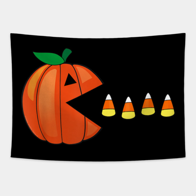 Funny Halloween Pumpkin Eating Candy Corn Gift Tapestry