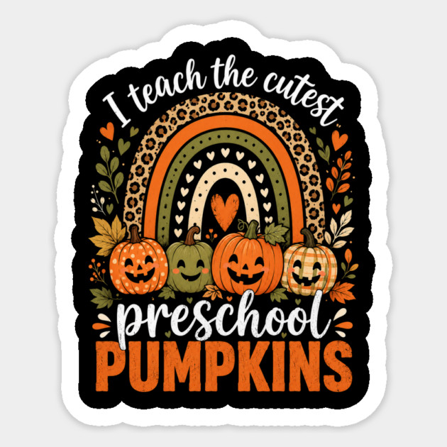 Pumpkins Cute Halloween Rainbow Teacher Shirt Sticker