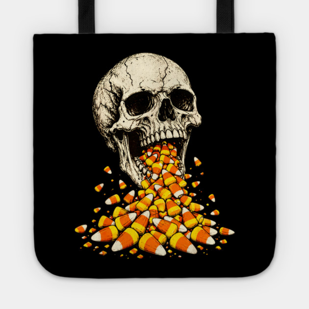 Skull Vomiting Candy Corn Halloween Spooky Candy Lover Horror Fun Apparel Gift Tote