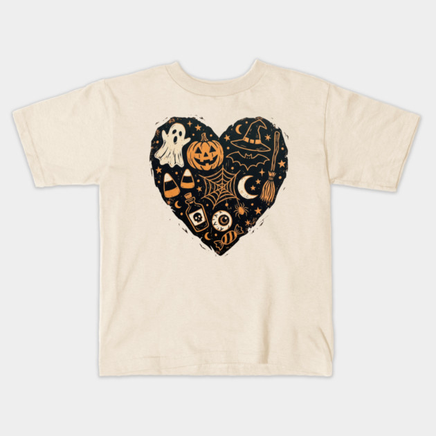 Halloween Black Heart Kids T-Shirt