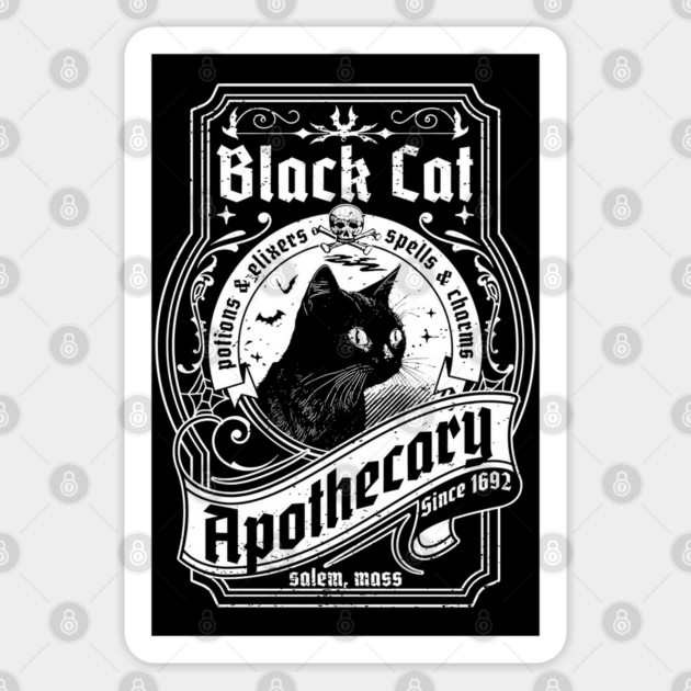 Black Cat Apothecary - Salem 1692 Retro Vintage Halloween Sticker