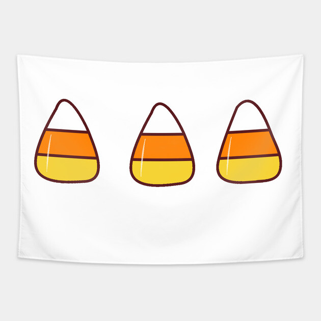 Cute Candy Corn Trio Illustration - Halloween Treat Design Tapestry