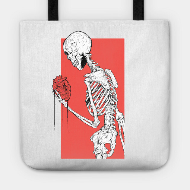 Skeleton holding your heart Tote
