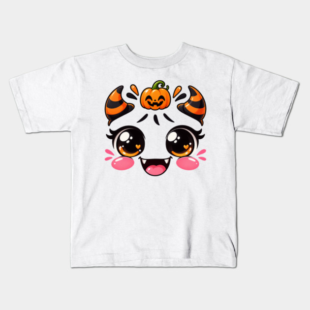 Cute Halloween Monster Kawaii Spooky Face Kids T-Shirt