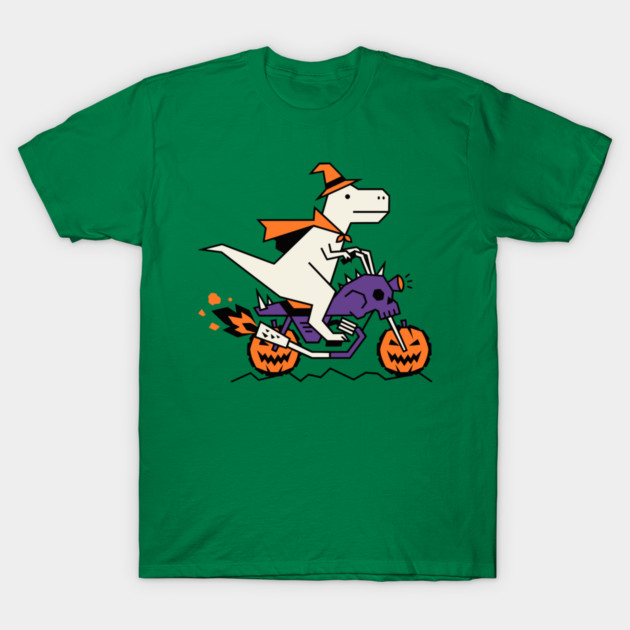 Funny Halloween T-Rex Dinosaur Riding Motorcycle T-Shirt