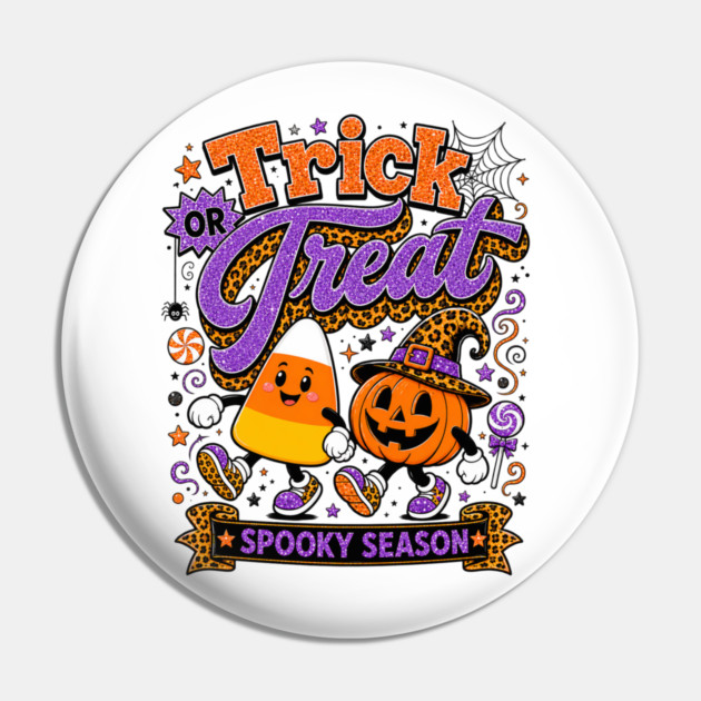 Candy Corn Pumpkin Leopard Pattern Autumn Halloween Pin