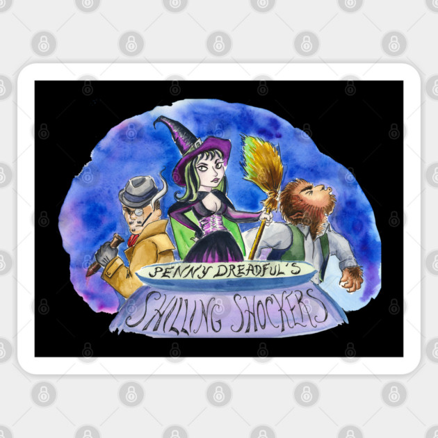 Penny Dreadful's Shilling Shockers Trio Logo by Sarah Adam Sticker