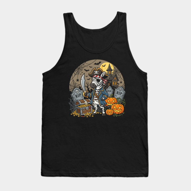 Pirate Zebra Halloween – Funny Carved Pumpkin Costume Art Tank Top