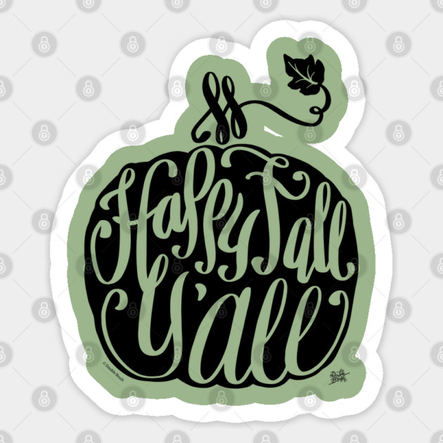 Happy Fall Y'All Graphic Pumpkin Black Sticker