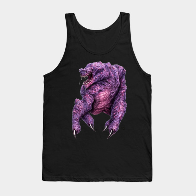 Purple Monster Tank Top - Realistic Hulking Beast with Bumpy Skin, Snarling Jaws and Long Claws, Unisex Tank for Men and Women, Gift for Horror Fans