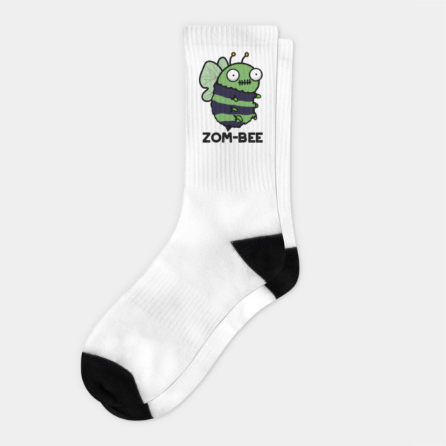 Zom-bee Cute Halloween Zombie Bee Pun Socks