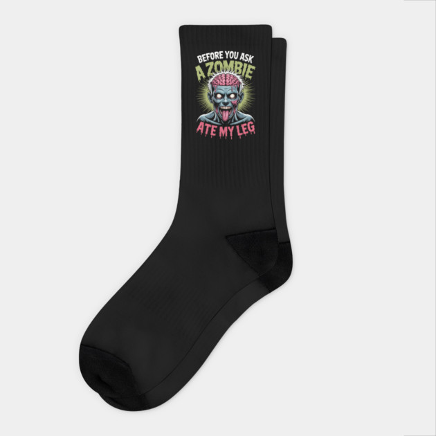 Zombie Halloween Funny Leg Amputee Humor Socks