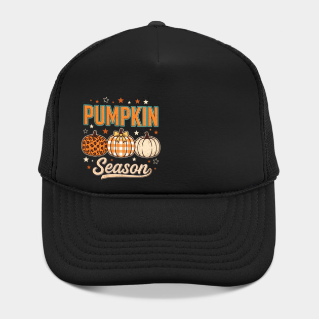 Pumpkin Season Leopard Plaid Print Pumpkins Fall Autumn Hat
