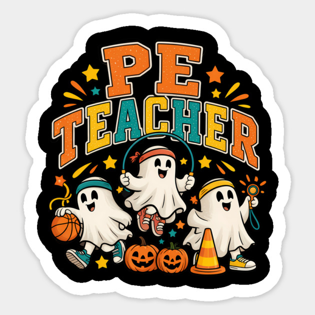 Pe Teacher Halloween Ghosts Gym Class Educator Sticker