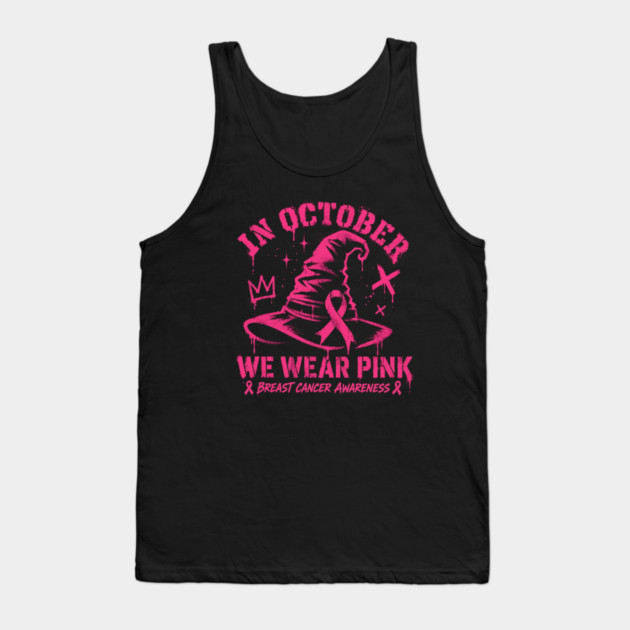 Pink-Ribbon-Witch-Hat-Breast-Cancer-Hal Tank Top