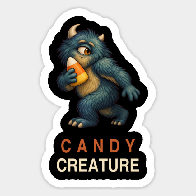 Candy Creature Cyclops Monster with Candy Corn – Cute Halloween Art Sticker
