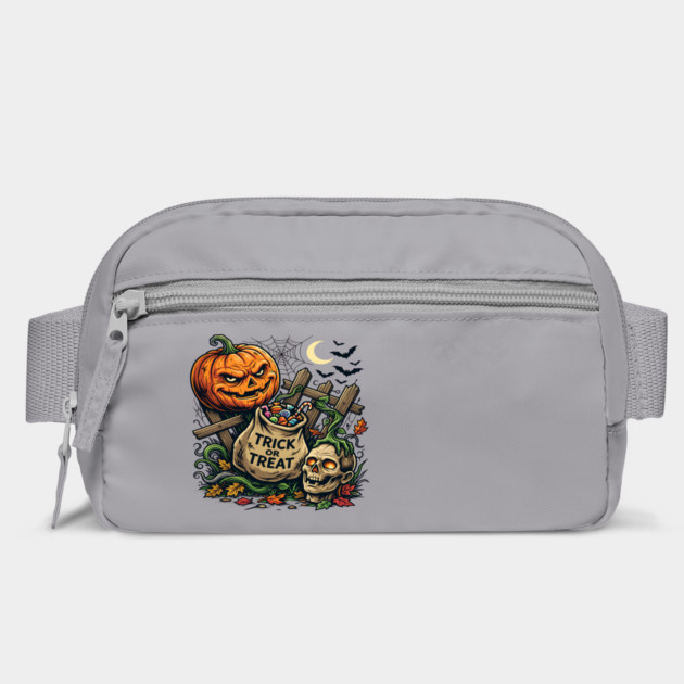 Halloween Trick or Treat Pumpkin and Skull Spooky Design Bag