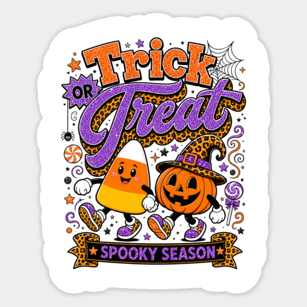 Candy Corn Pumpkin Leopard Pattern Autumn Halloween Sticker