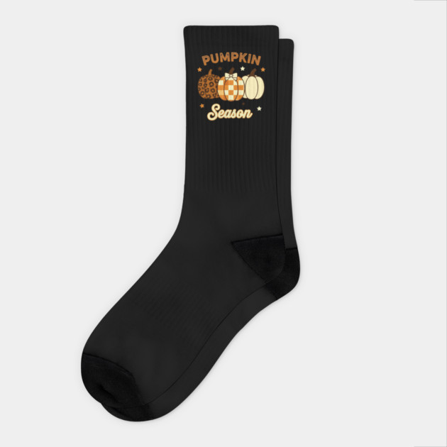 Pumpkin Season Leopard Plaid Print Socks
