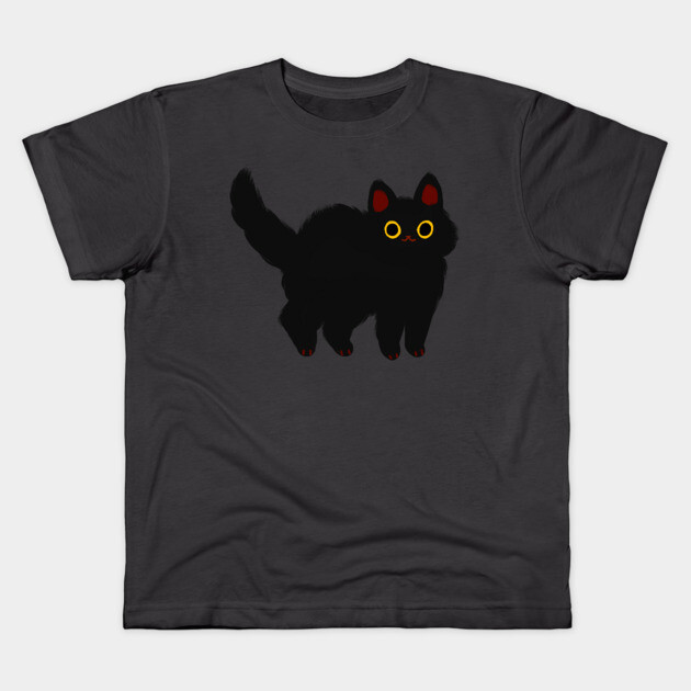 Fluffy Black Cat Kids T-Shirt
