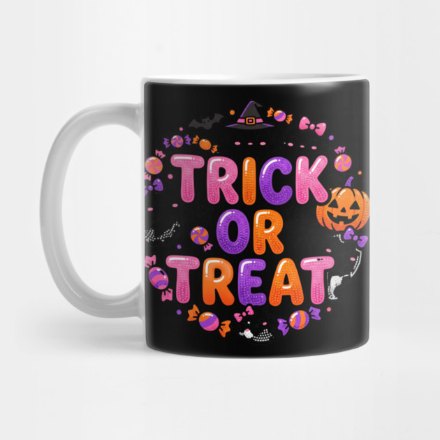 Retro Trick Or Treat Halloween Candy Pumpkin Witch Wreath Aesthetic Mug