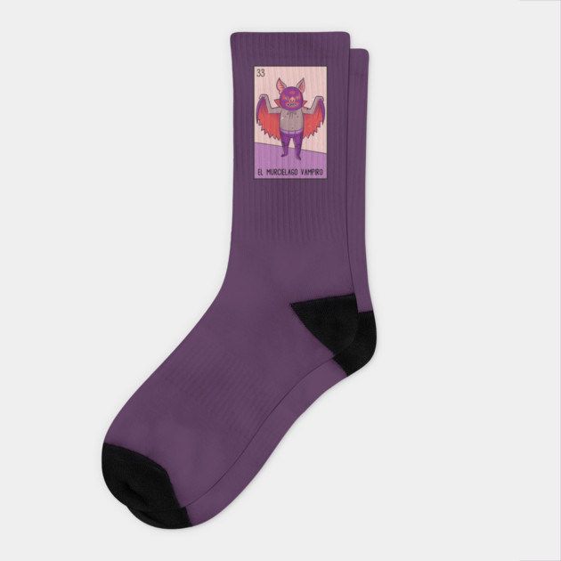 El Murciélago Vampiro // Mexican Luchador Vampire Bat Loteria Card Socks