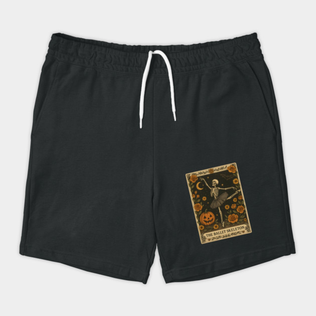 Floral Skeleton Ballet Teacher Tarot Card Pumpkin Halloween Shorts