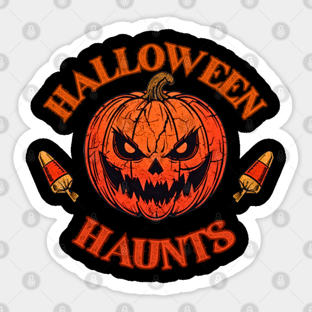 Halloween Haunts Scary Pumpkin Face Sticker