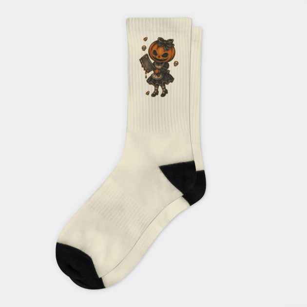 Killer Pumpkin Doll Halloween Design Socks