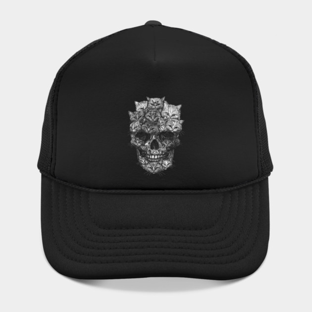 A Skull But It's Cats Kitty Skeleton Halloween Cat Skull Hat