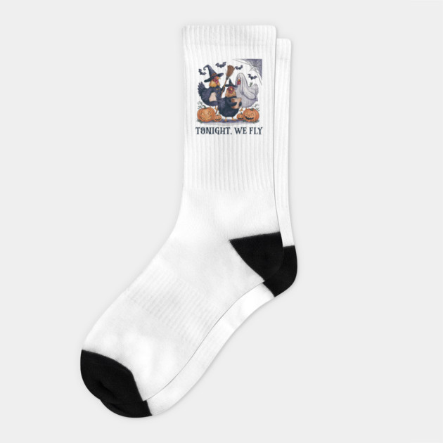 Tonight We Fly Funny Halloween Costume Chicken Farm Fall Socks