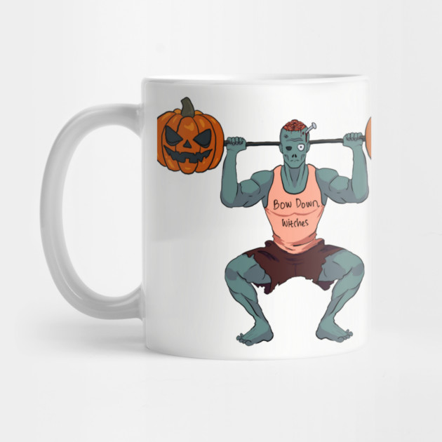 Bow Down Witches Funny Zombie Halloween Gym Workout Mug
