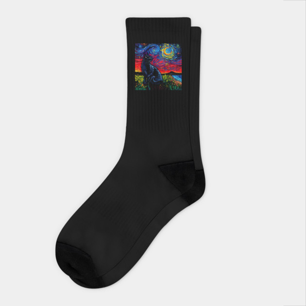 Black Cat Night 2 VERSION 2 Socks