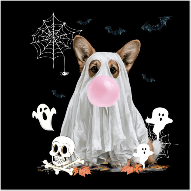 Corgi Dog Ghost Dressed Funny Halloween Dog Lover Posters and Art Prints
