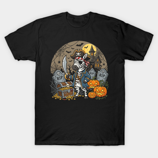 Pirate Zebra Halloween – Funny Carved Pumpkin Costume Art T-Shirt