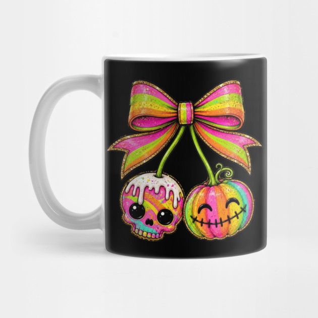 Coquette Halloween Shirt, Skull Pumpkin Bow Tee, Cute Spooky Season Mug