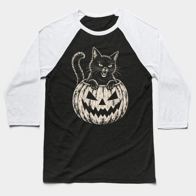 Halloween Cat Baseball T-Shirt